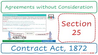 Section 25 Agreements without Consideration  Contract Act 1872 BL040 [upl. by Akinit]