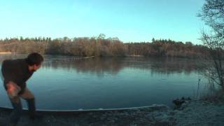 Stone Skimming Skipping on Ice [upl. by Nylteak610]