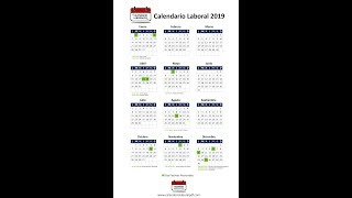 Calendario Laboral 2019  Festivos nacionales 2019 [upl. by Olinde]