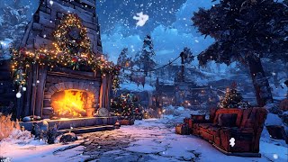 Fireside at Fyrestone 🔥❄️  1Hour Cozy Winter Ambience with Crackling Fireplace amp Snowfall [upl. by Edra]