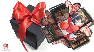 CAJA EXPLOSIVA 🥰 para FOTOS  SAN VALENTÍN ✂️ Tutorial [upl. by Aremahs298]