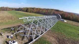 Extreme Demolition 200ft wind turbine tower toppled in Torrington CT Connecticut Aerial Video [upl. by Amye540]