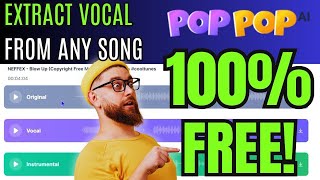 How to Extract Vocals from ANY Song PopPop AI Free Online AI Vocal Remover amp Isolator [upl. by Asilrak573]