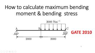 Lecture 6  How to find maximum bending moment and maximum bending stress  GATE preparation [upl. by Slyke]