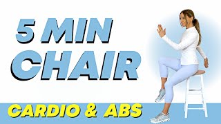 5 Min Chair Workout  9 Chair Exercises  Seated Cardio and Seated Abs  Limited Mobility Workout [upl. by Matusow]