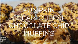 ASMR Bake With Me FallInspired Pumpkin Cream Cheese Chocolate Chip Muffins [upl. by Alethea]