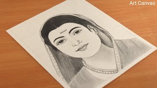 Savitribai Phule Drawing Wiith Pencil Sketch Step by Step  Drawing Savitribai Phule [upl. by Sivlek946]