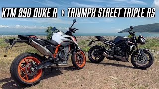 KTM 890 Duke R v Triumph Street Triple RS [upl. by Arramas]