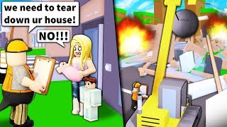 Roblox ADMIN construction worker DESTROYS NOOBS HOUSES [upl. by Annoled]