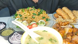 Noodles Mukbang Chilli Chicken Knorr Chicken Sweet Corn Soup Spring Rolls  ASMR [upl. by Bernardi]