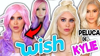 PROBANDO PELUCAS BARATAS DE WISH 😱 ¿La Peluca de KYLIE JENNER [upl. by Perri]