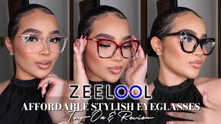 ZEELOOL EYEGLASSES TRY ON REVIEW  Affordable Stylish Prescription Glasses  Blue Light Protection [upl. by Akemat397]