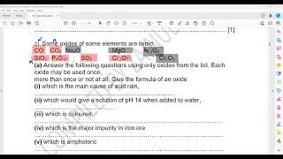 Exercise Acids Base and Oxides Question 1 to 10 Cambridge IGCSE Chemistry Lesson 53 part e [upl. by Ardnasyl838]