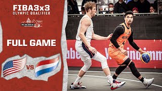 USA v Netherlands  Mens  Full Game  FIBA 3x3 Olympic Qualifier  3x3 Basketball [upl. by Aiekan15]