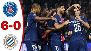 PSG vs Montpellier 60 All GOALS amp Extended HIGHLIGHTS  HakimiAsensio amp Barcola 2 GOALS [upl. by Pammy]