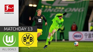 Haaland Record  VfL Wolfsburg  Borussia Dortmund 13  All Goals  Matchday 13 – Bundesliga 2021 [upl. by Mordy]