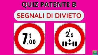 SPIEGAZIONE QUIZPATENTE B SEGNALI DI DIVIETO TRANSITO VEICOLI SUPERIORI A 700 tMASSA ASSE 25t [upl. by Akinna]