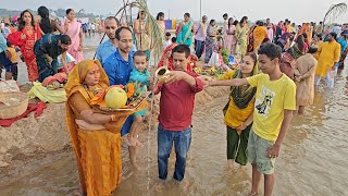 Northern Indias Chhath Puja festival draws huge crowds in BodhgayaBihar [upl. by Odnam]