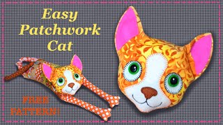 Easy Patchwork Kitty Cat  FREE PATTERN  Full Tutorial with Lisa Pay [upl. by Codi568]