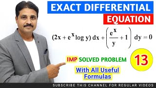 EXACT DIFFERENTIAL EQUATION SOLVED PROBLEM 13  FIRST ORDER DIFFERENTIAL EQUATION [upl. by Halian]