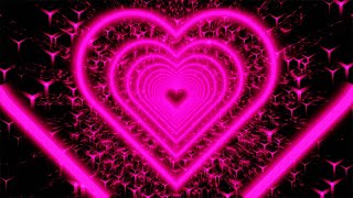 Pink neon heart with particle shaped lights on black background 4K Video Loop [upl. by Tips]