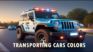 TRANSPORTING CARS COLORS SUV CARS JEEP POLICE AMBULANCE POLICE BUS  FS 22 [upl. by Edalb]