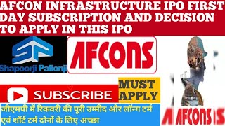 AFCON INFRASTRUCTURE IPO FIRST DAY SUBSCRIPTION APPLY OR NOT GMP JABARDAST DEMAND  WAH KYA IPO H [upl. by Elicia]