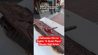 Halloween Horror Nights “A Quiet Place” Bloody Nail Eclair Dessert HHN 💀🩸 [upl. by Yuht]