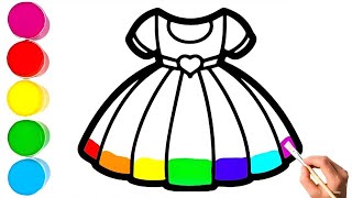 Cute Dress Drawing Painting amp Colouring For Kids Toddlers  Dress Drawing Easy  How to draw a dress [upl. by Adyam]