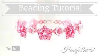 Fatamorgana Bracelet Beading Tutorial by HoneyBeads1 with superduo and rounduo beads [upl. by Bradski]