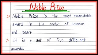 10 Lines on Nobel Prize in English Essay on Nobel Prize Short Essay on Nobel Prize [upl. by Nylidam260]