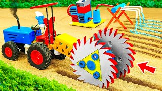 Diy tractor mini bulldozer and tiller saw setting up a water supply for the farm [upl. by Lerrad50]