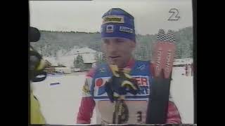 Slutet på herrarnas stafett SkidVM 1999 SVT [upl. by Anahsek900]