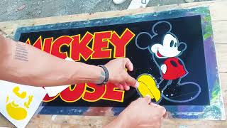 MICKEY MOUSE STICKER DESIGN APPLICATION WET AND DRY METHOD [upl. by Nylasor]