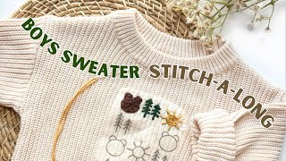 Baby Boy Nature Sweater StitchALong  Embroidered Sweater Tutorials [upl. by Yadnus173]