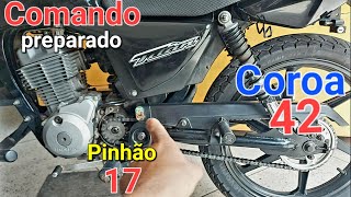 Titan150 com pinhão 17 e coroa 42 e comando preparado [upl. by Eliseo]