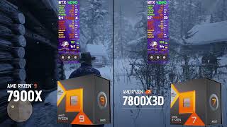 AMD Ryzen 9 7900X vs Ryzen 7 7800X3D  RDR 2  RTX 4090 [upl. by Lazarus]