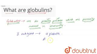 What are globulins  CLASS 11  BODY FLUIDS AND CIRCULATION  BIOLOGY  Doubtnut [upl. by Agna]