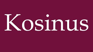 How to Pronounce Kosinus Cosine Correctly in German [upl. by Nitsugua546]