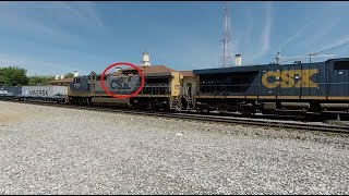 SCORCHED CSX locomotive on Stack Train Q125  Decatur [upl. by Orly]