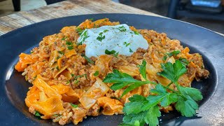 SpitzkohlHackfleisch Pfanne aus dem Dutch Oven  Westmünsterland BBQ [upl. by Rhetta]