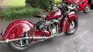 1946 Indian Chief start up after complete restoration [upl. by Karlens]