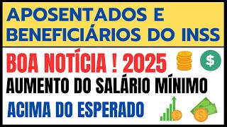 INSS  SALÁRIO MÍNIMO ACIMA DO ESPERADO PARA 2025 inss [upl. by Atina]