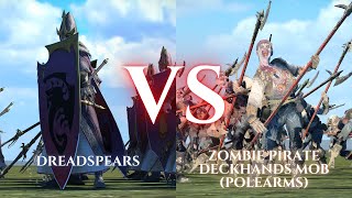 WARHAMMER III Total War  Dreadspears VS Zombie Pirate Deckhands Mob Polearm [upl. by Kwok]