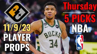 PRIZEPICKS NBA THURSDAY 119 CORE PLAYER PROPS [upl. by Barcus]