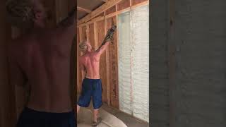 A SUBCONTRACTOR applying spray foam insulation to the inside of the shop at the 509 [upl. by Gaskill25]