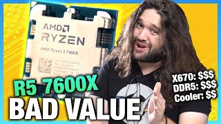 AMDs R5 Mistake Ryzen 5 7600X CPU Review Benchmarks amp Expensive Motherboards [upl. by Ahsenet]