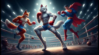 Cat 🙀 Revenge White Cat Takes On Superman amp Fox aicat viral trending superman ai superhero [upl. by Aeslehs426]