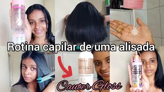 ROTINA CAPILAR 💦🧖🏽‍♀️CAUTERIZAÇÃO CAPILAR COM CAUTER GLOSS 💖 [upl. by Shirline]