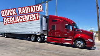 Kenworth T680 quick radiator replacement Trucking life [upl. by Myrtia]